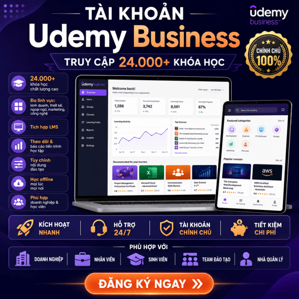 Tài Khoản Udemy Business — Gói 3, 6 Và 12 Tháng