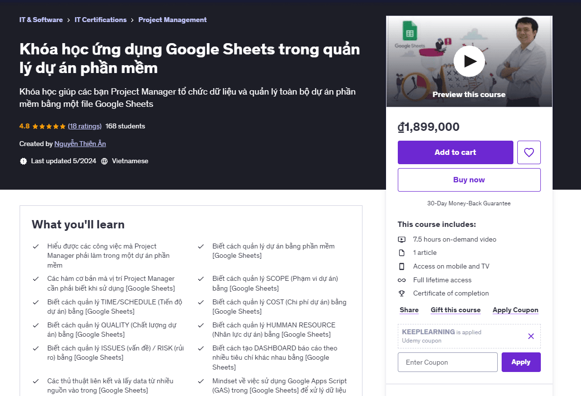 Khóa Học Ứng Dụng Google Sheets Trong Quản Lý Dự Án Phần Mềm Khóa Học Ứng Dụng Google Sheets Trong Quản Lý Dự Án Phần Mềm