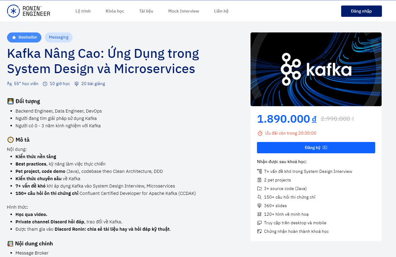 Khóa Học Roninhub Kafka Nâng Cao – Ứng Dụng Trong System Design Và Microservices 