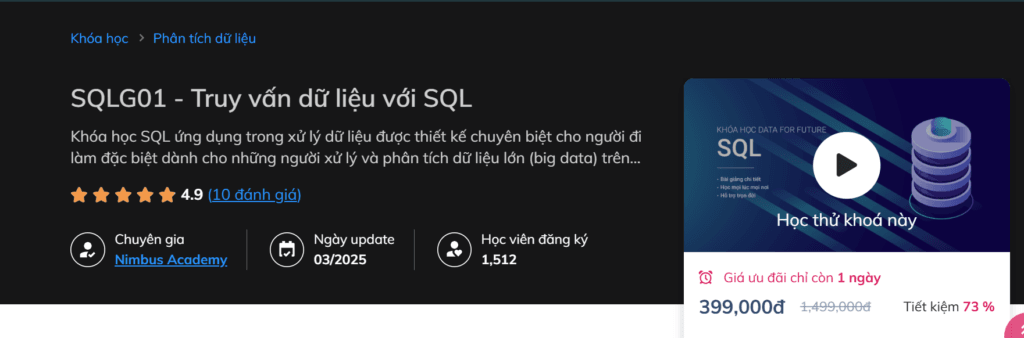 Sqlg01 - Truy Vấn Dữ Liệu Với Sql