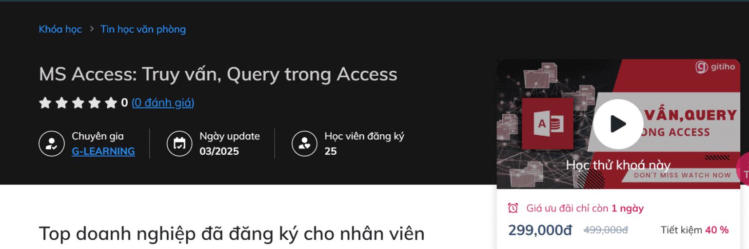 Ms Access Truy Vấn, Query Trong Access Ms Access Truy Vấn, Query Trong Access