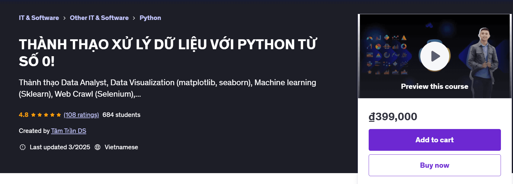 Thành Thạo Xử Lý Dữ Liệu Với Python Từ Số 0 - 2024