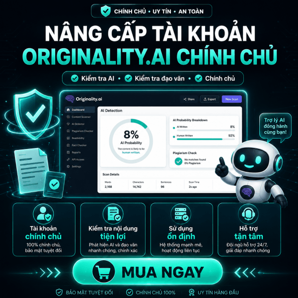 Nâng Cấp Tài Khoản Originality.ai Chính Chủ