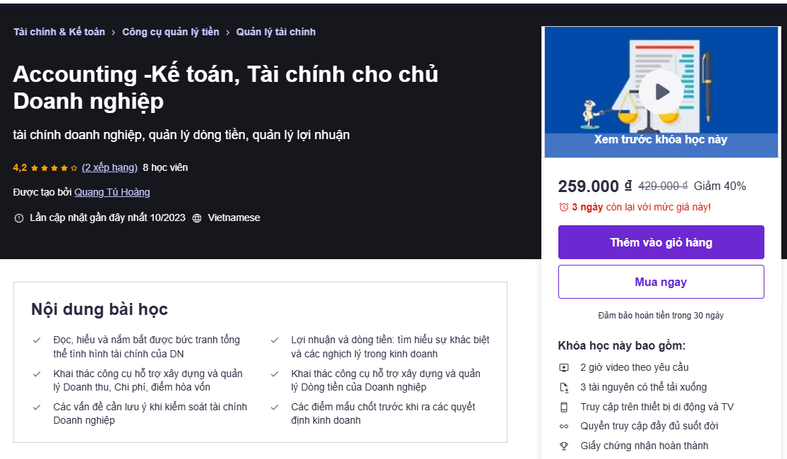 Accounting -Kế Toán, Tài Chính Cho Chủ Doanh Nghiệp