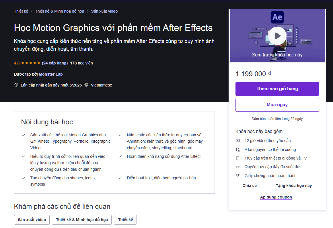 Học Motion Graphics Với Phần Mềm After Effects Học Motion Graphics Với Phần Mềm After Effects