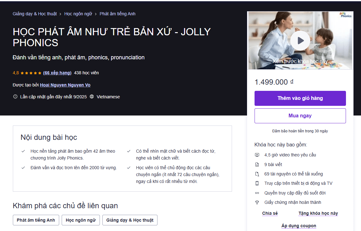 Học Phát Âm Tiếng Anh Như Trẻ Bản Xứ - Jolly Phonics