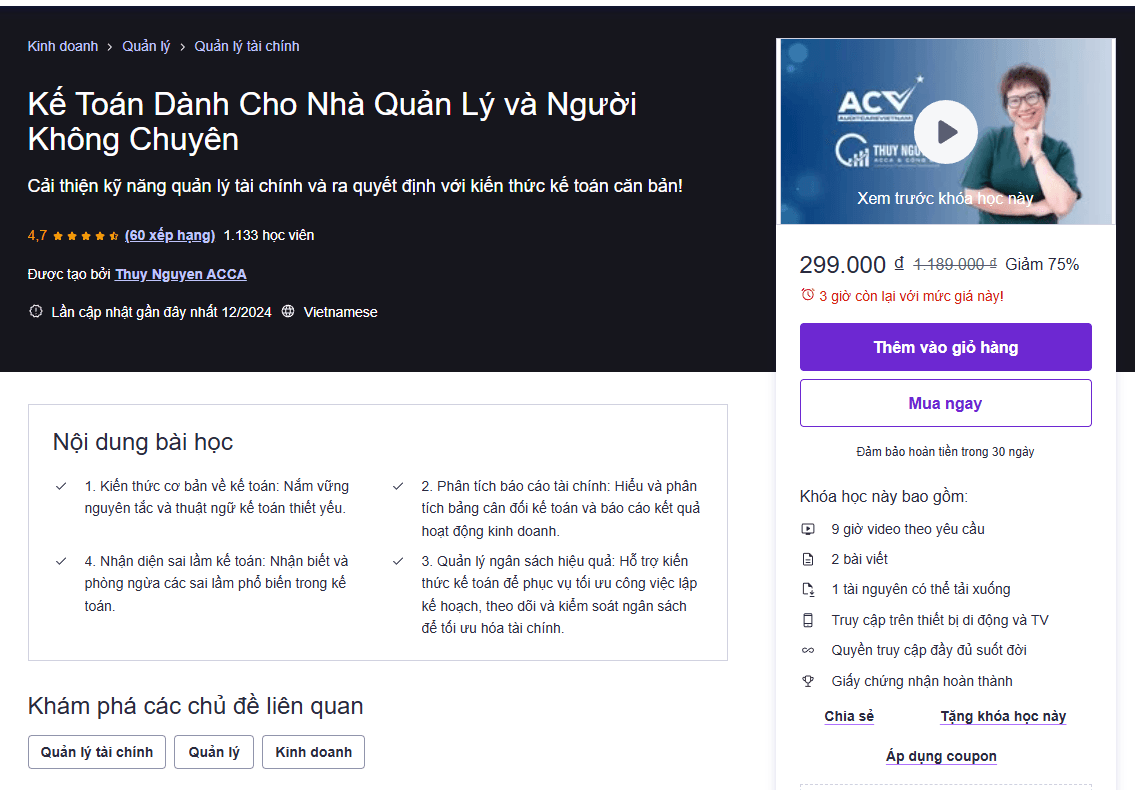 Khóa Học Kế Toán Dành Cho Nhà Quản Lý Và Người Không Chuyên Khóa Học Kế Toán Dành Cho Nhà Quản Lý Và Người Không Chuyên