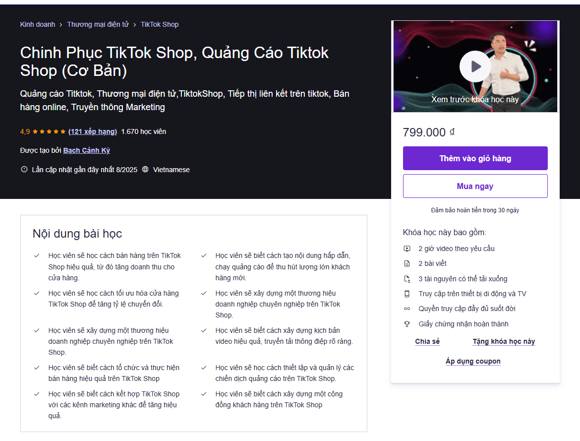 Chinh Phục Tiktok Shop, Quảng Cáo Tiktok Shop (Cơ Bản)