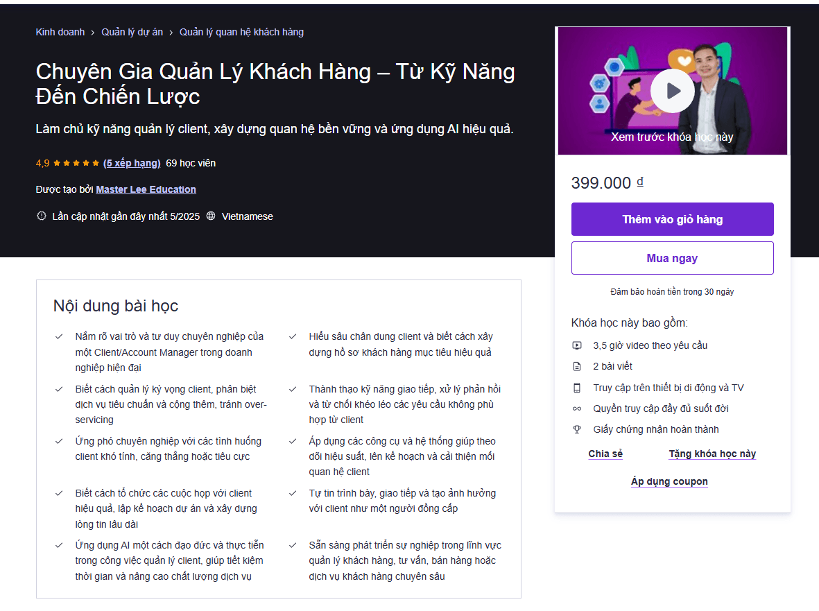Chuyên Gia Quản Lý Khách Hàng – Từ Kỹ Năng Đến Chiến Lược