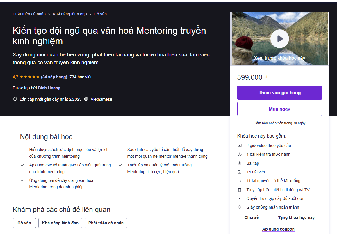 Kiến Tạo Đội Ngũ Qua Văn Hoá Mentoring Truyền Kinh Nghiệm