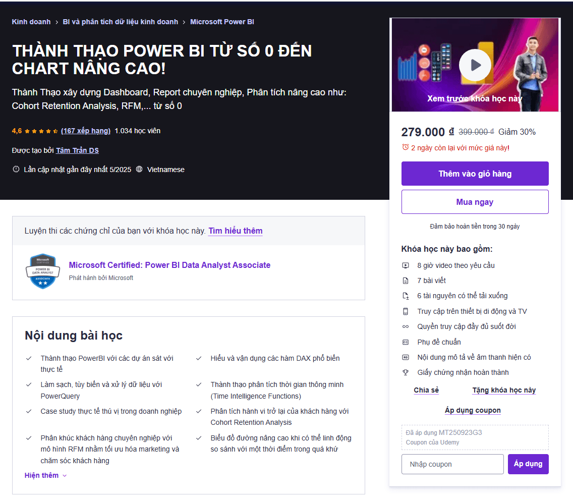 Thành Thạo Power Bi Từ Số 0 Đến Chart Nâng Cao!