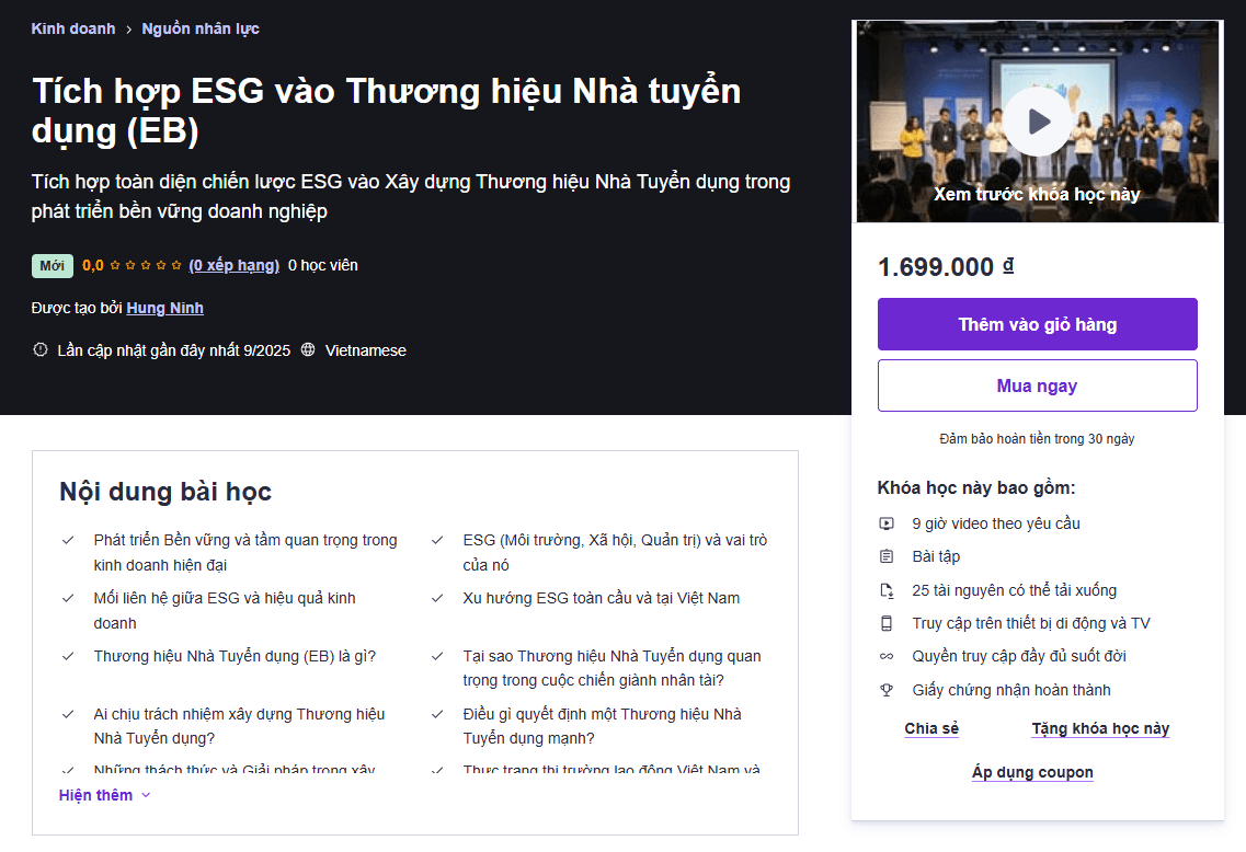 Tích Hợp Esg Vào Thương Hiệu Nhà Tuyển Dụng (Eb)