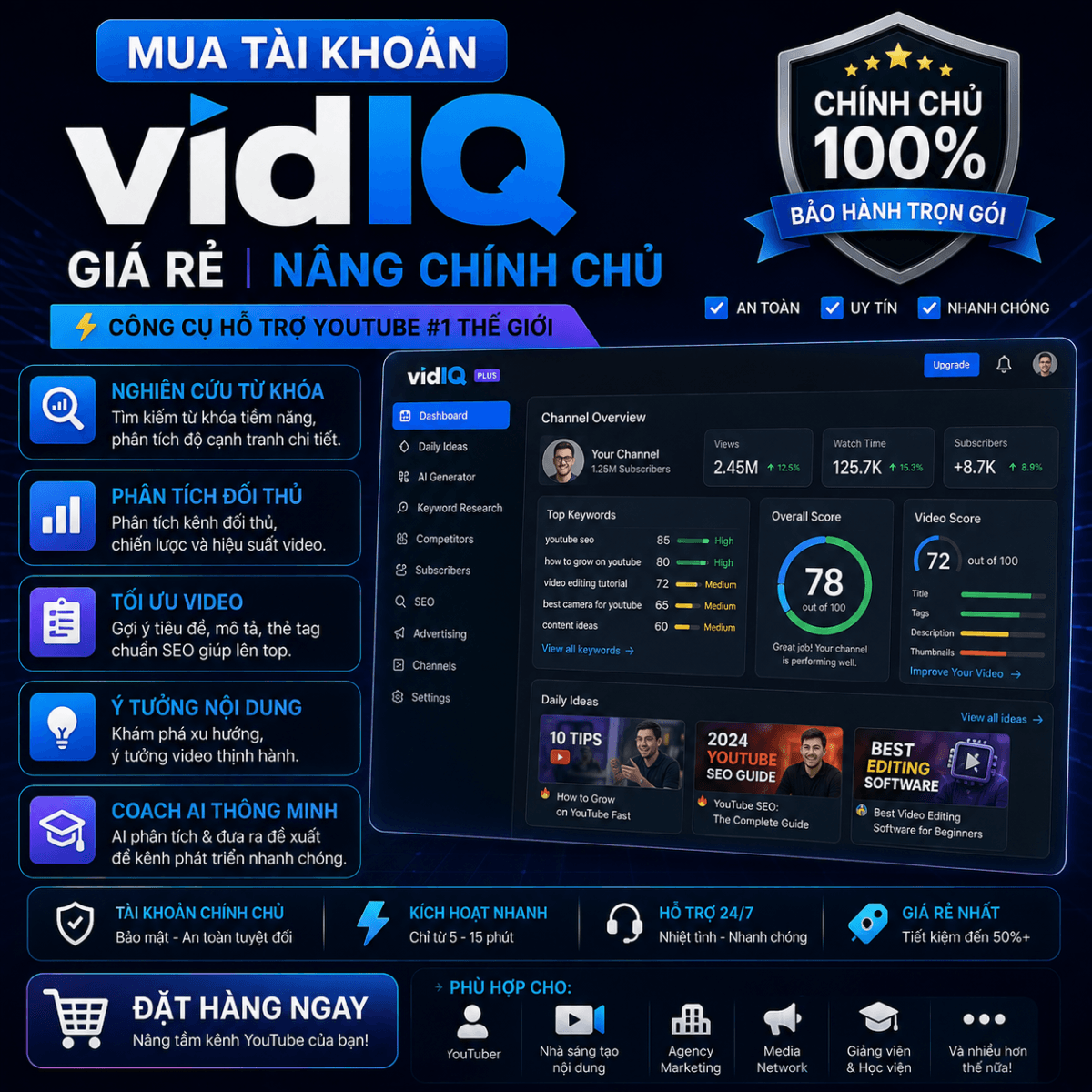Nâng Cấp Tài Khoản Vidiq Chính Chủ Giá Rẻ Nâng Cấp Tài Khoản Vidiq Chính Chủ Giá Rẻ