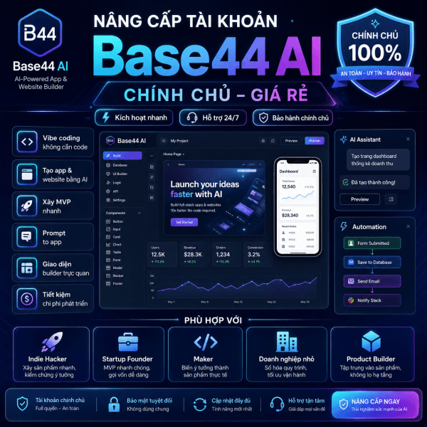 Nâng Cấp Tài Khoản Base44 Ai Chính Chủ