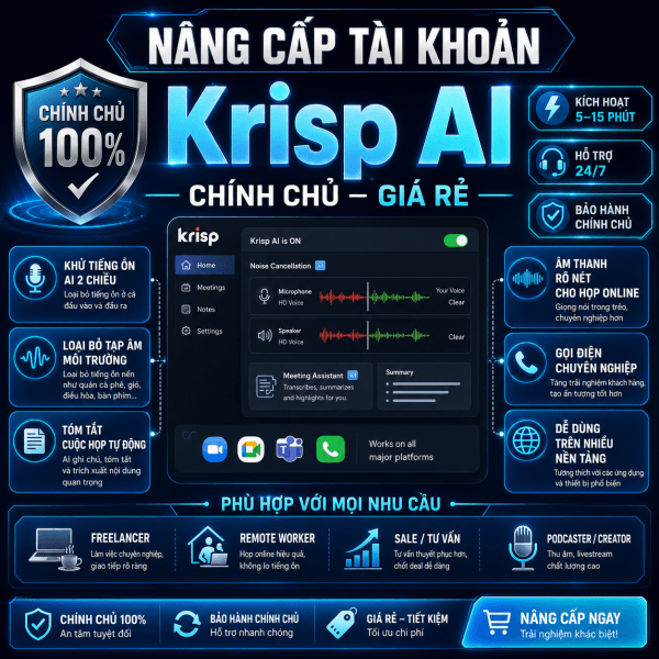 Nâng Cấp Tài Khoản Krisp Ai Giá Rẻ Chính Chủ