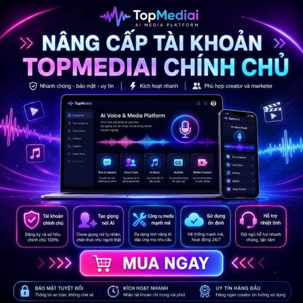Nâng Cấp Tài Khoản Topmediai Chính Chủ Giá Rẻ