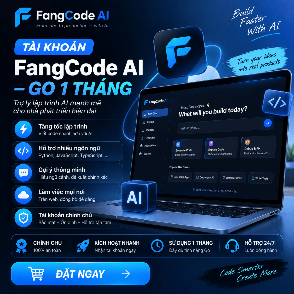 Tài Khoản Fangcode Ai — Go 1 Tháng Tài Khoản Fangcode Ai — Go 1 Tháng